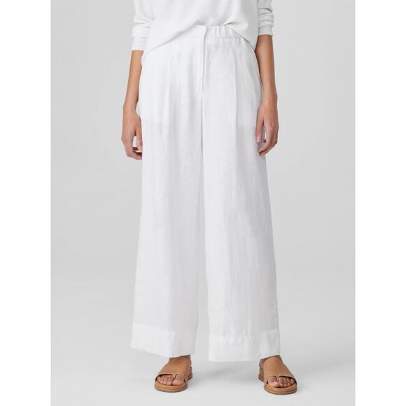 Eileen Fisher Organic Linen Trouser Pants Women’s Size L - Picture 1 of 10
